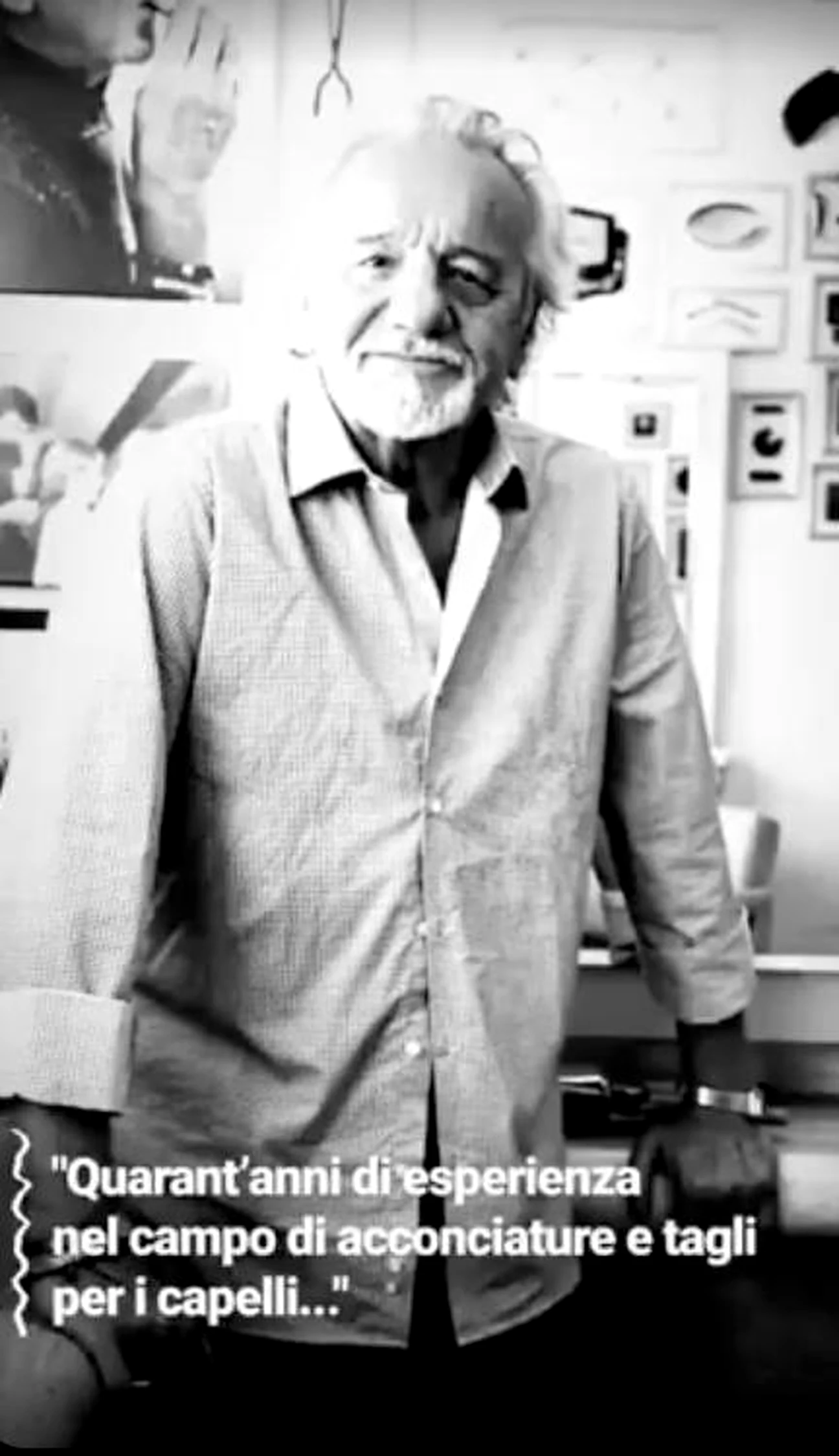 Mario Saccucci in un ritratto in bianco e nero